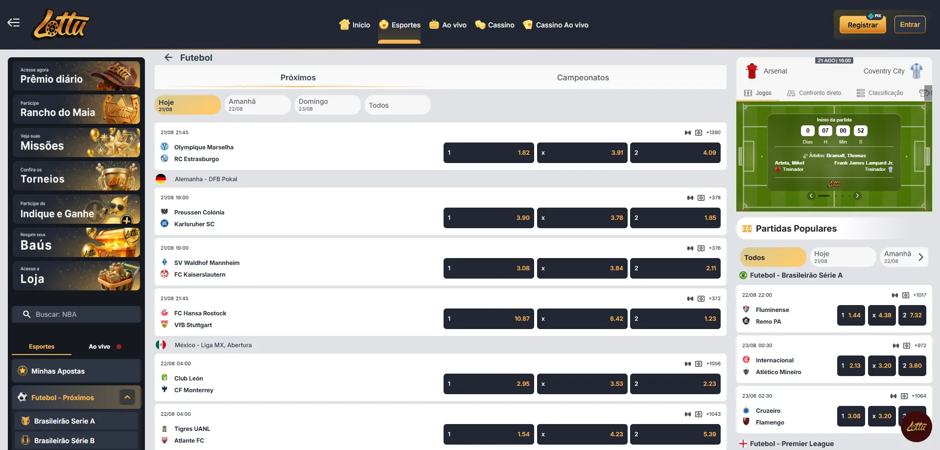 Apostas esportivas na Lotus Bet — futebol ao vivo e odds competitivas